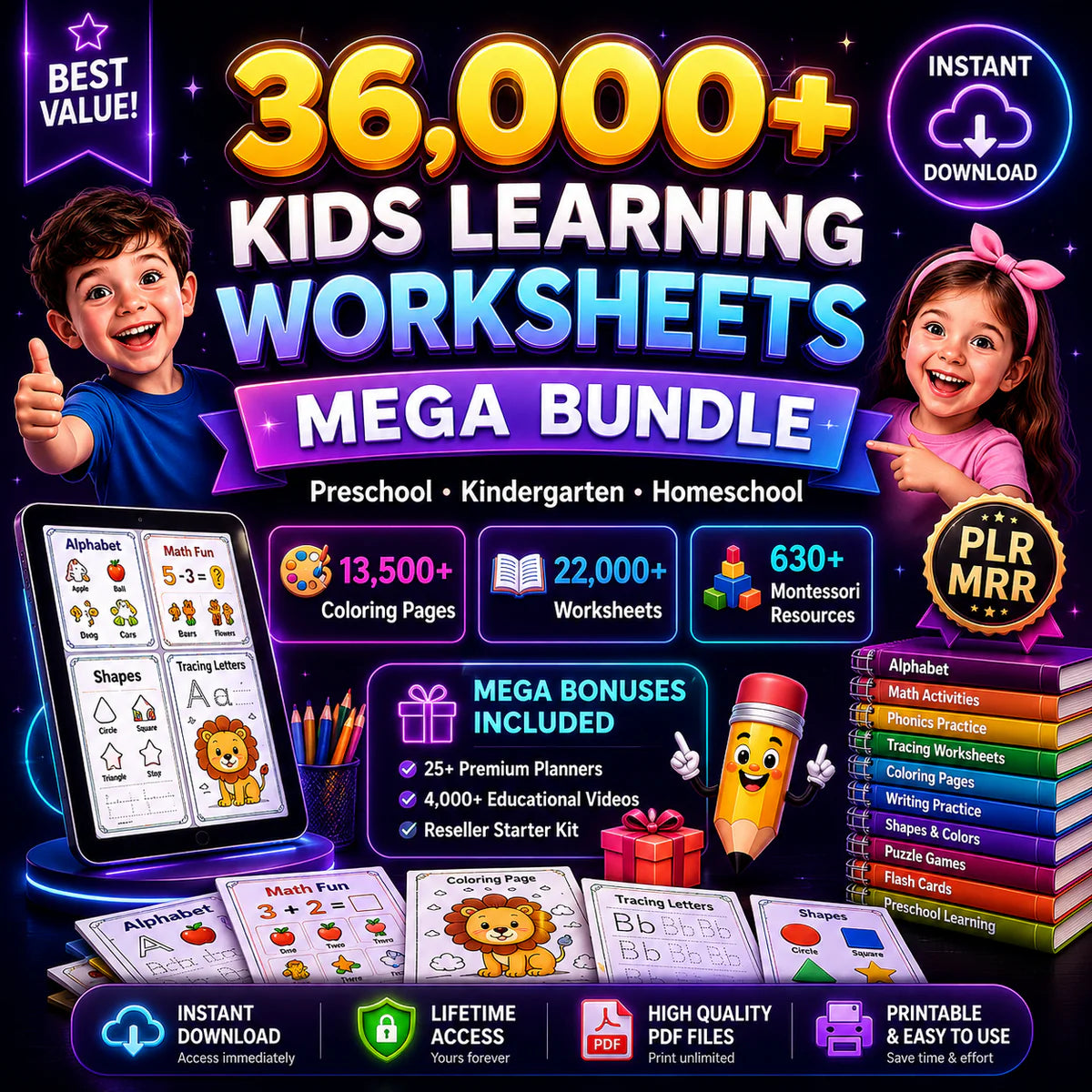 36000+ Kids Learning Worksheet Mega Bundle