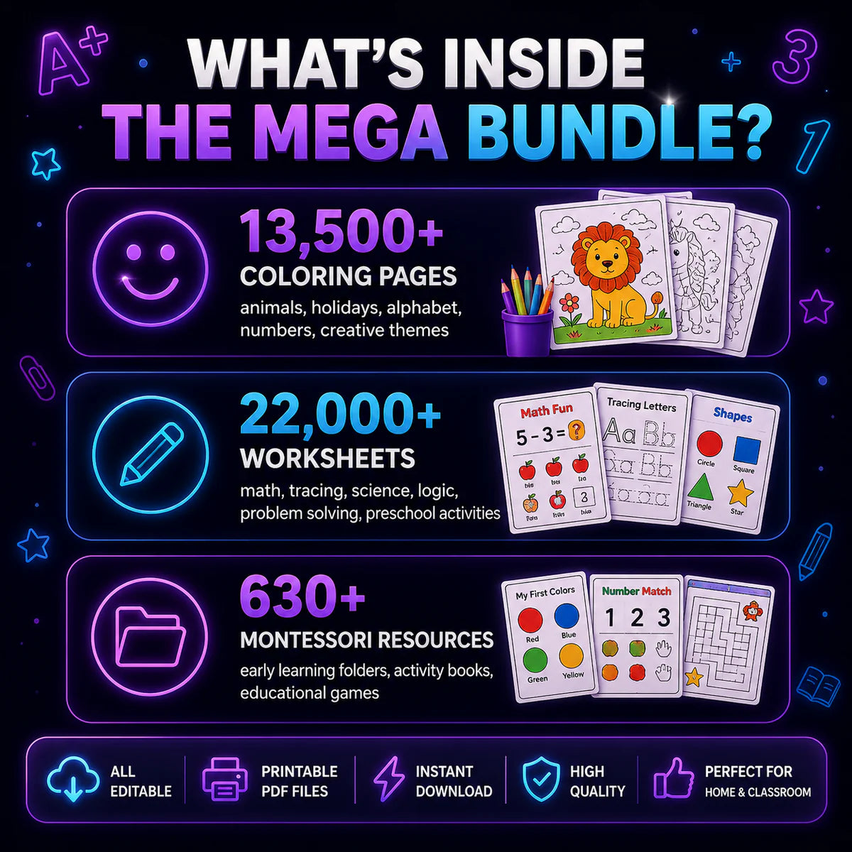 36000+ Kids Learning Worksheet Mega Bundle