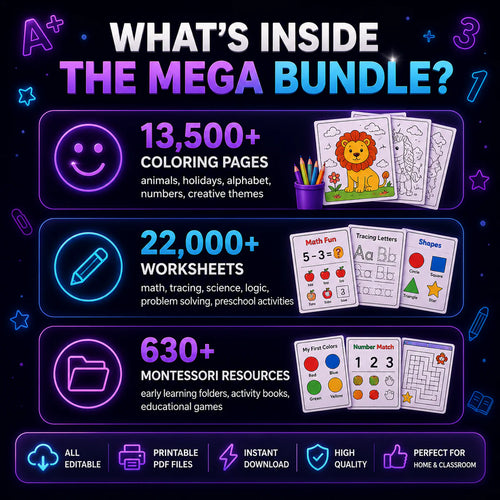 36000+ Kids Learning Worksheet Mega Bundle
